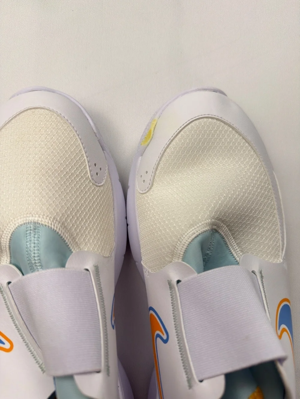 Nike Flex Runner Slip-On Sneakers White Blue Orange Modern Casual - Girls 7Y